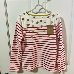 Mini Boden NWT Stars Boatneck Top in Red Stripe